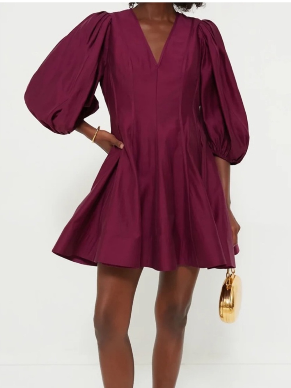 English Factory V-Neck Puff Sleeve Mini Dress